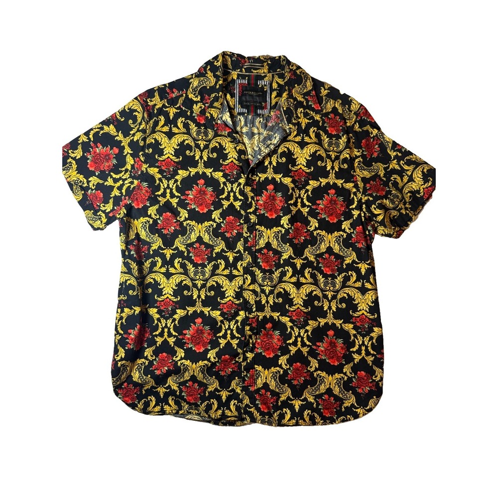Denim & Flower Ricky Singh 100% Cotton Baroque & Floral Print Short-Sleeve SZ XL